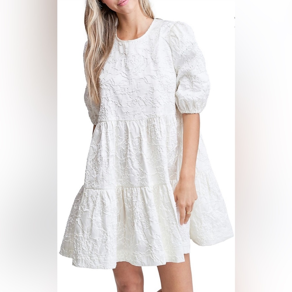 En Saison | Floral Jacquard Tiered Dress | XS